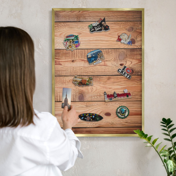 Tableau pour aimants cadre doré Planches de bois