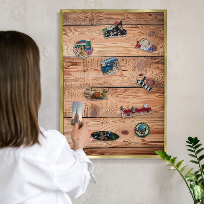 Tableau pour aimants cadre doré Planches de bois