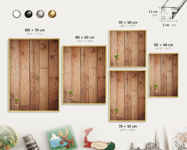Tableau magnétique avec cadre de couleur dorée Planches de bois