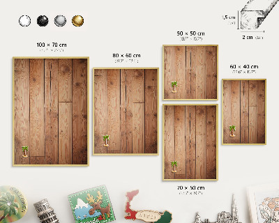 Tableau magnétique avec cadre de couleur dorée Planches de bois
