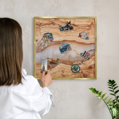 Tableau pour aimants cadre doré Élégance du bois
