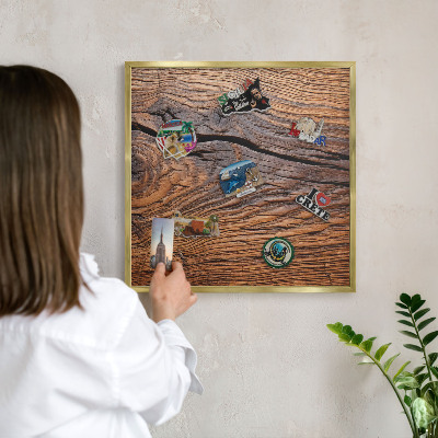 Tableau pour aimants cadre doré Texture du bois