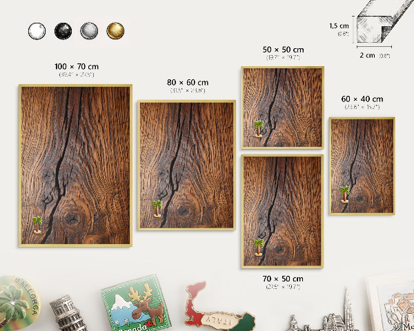 Tableau pour aimants cadre doré Texture du bois