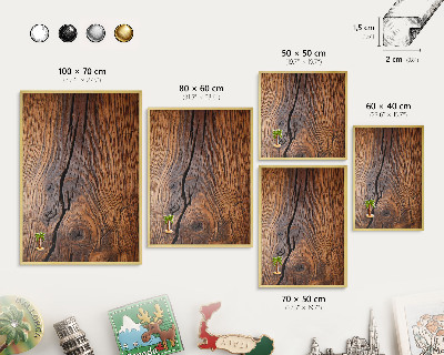 Tableau pour aimants cadre doré Texture du bois
