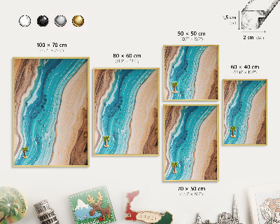 Tableau magnétique avec cadre de couleur dorée Les couches de la Terre