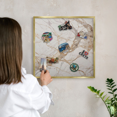 Tableau pour aimants cadre doré Élégance du marbre