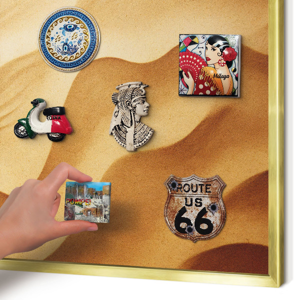 Tableau pour aimants cadre doré Vagues de sable