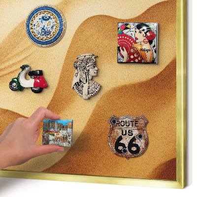 Tableau pour aimants cadre doré Vagues de sable