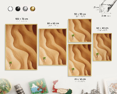 Tableau pour aimants cadre doré Vagues de sable