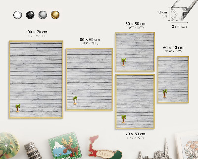 Tableau magnétique avec cadre de couleur dorée Bois clair