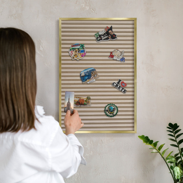 Tableau pour aimants cadre doré Lattes de bois