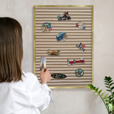 Tableau pour aimants cadre doré Lattes de bois