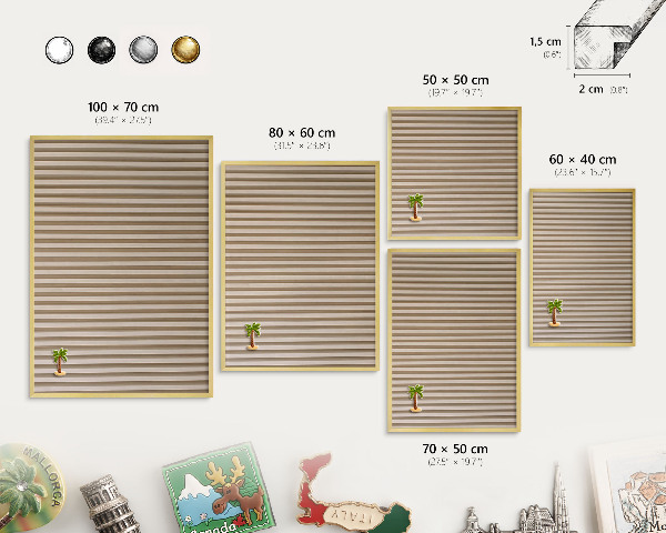 Tableau pour aimants cadre doré Lattes de bois