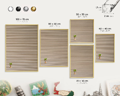 Tableau pour aimants cadre doré Lattes de bois