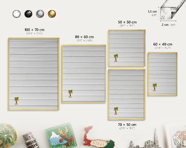 Tableau pour aimants cadre doré Rayures minimalistes