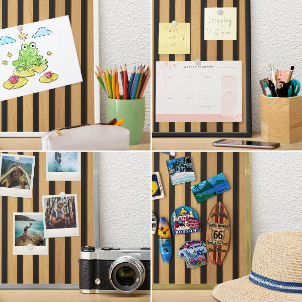 Tableau magnétique avec cadre de couleur dorée Rythmes en bois