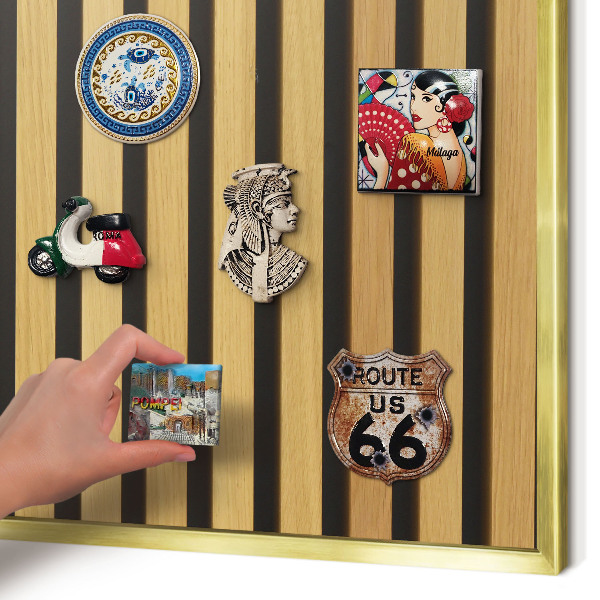Tableau magnétique avec cadre de couleur dorée Rythmes en bois