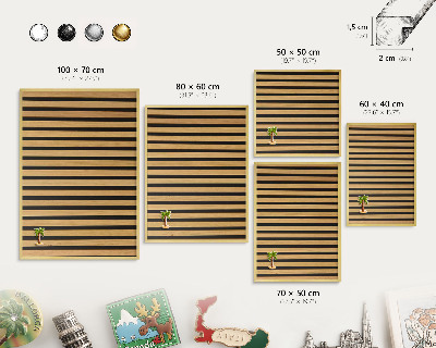 Tableau magnétique avec cadre de couleur dorée Rythmes en bois