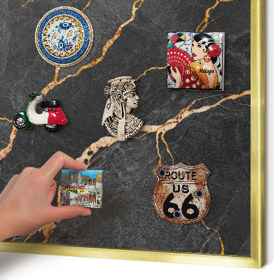 Tableau pour aimants cadre doré Rubans de marbre