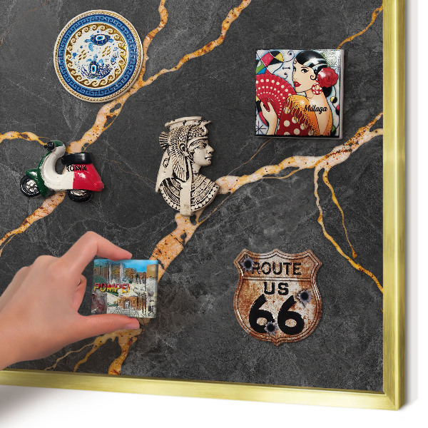 Tableau pour aimants cadre doré Rubans de marbre