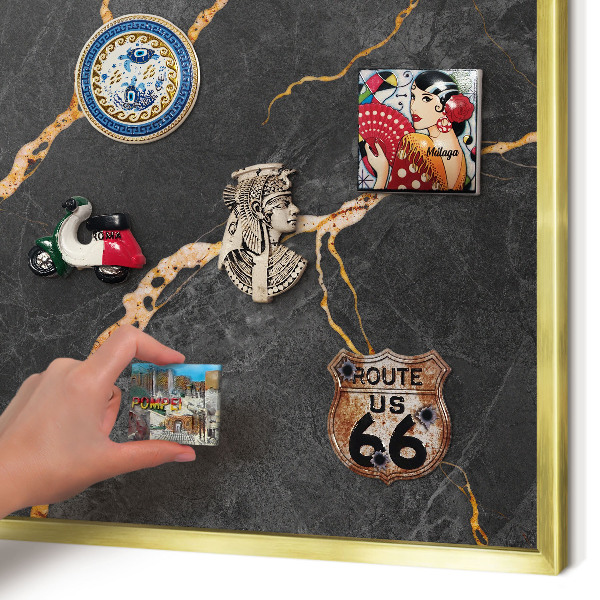 Tableau pour aimants cadre doré Rubans de marbre