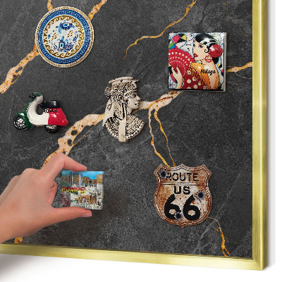 Tableau pour aimants cadre doré Rubans de marbre