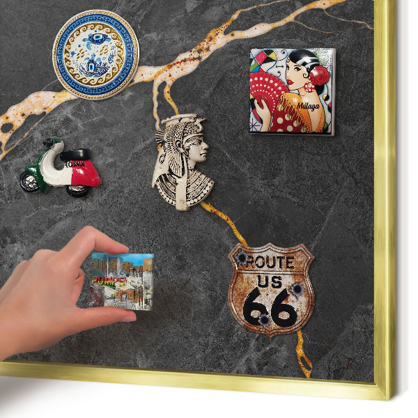 Tableau pour aimants cadre doré Rubans de marbre