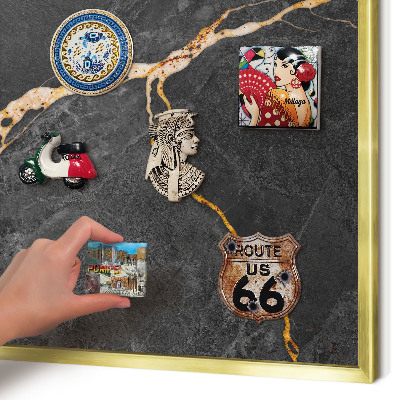 Tableau pour aimants cadre doré Rubans de marbre