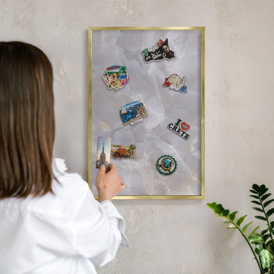 Tableau pour aimants cadre doré Élégance grise