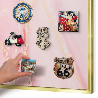 Tableau pour aimants cadre doré Élégance rose