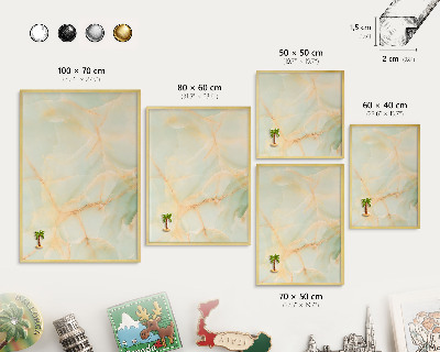 Tableau magnétique avec cadre de couleur dorée Élégance du marbre