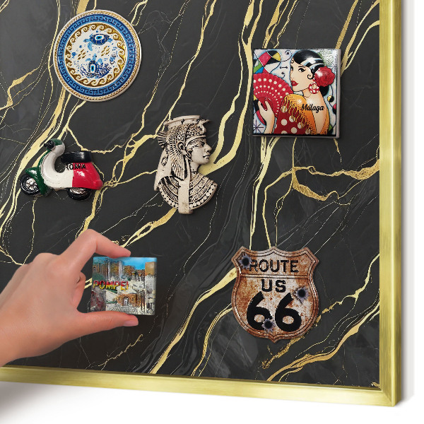 Tableau pour aimants cadre doré Vagues luxueuses