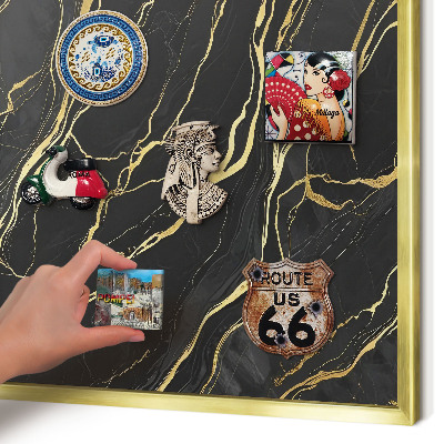 Tableau pour aimants cadre doré Vagues luxueuses
