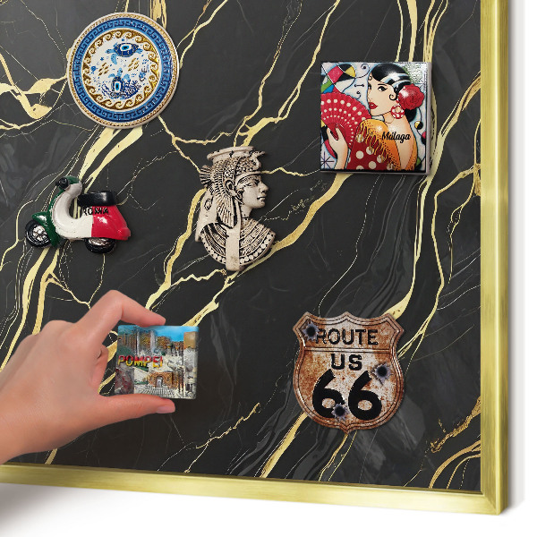 Tableau pour aimants cadre doré Vagues luxueuses