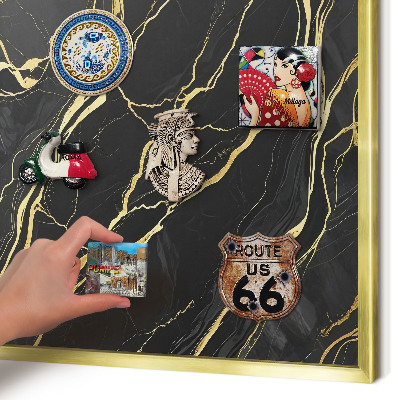Tableau pour aimants cadre doré Vagues luxueuses