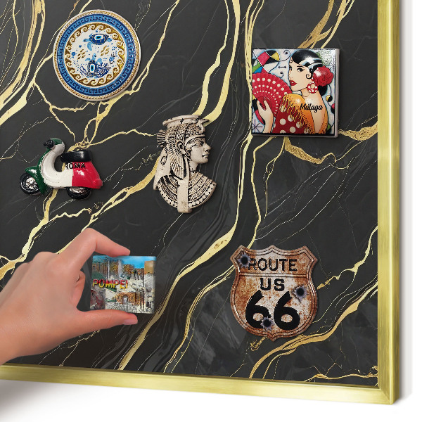 Tableau pour aimants cadre doré Vagues luxueuses