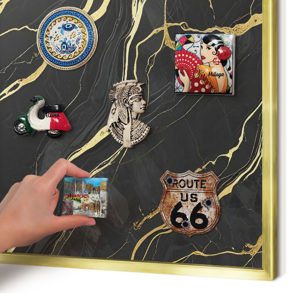 Tableau pour aimants cadre doré Vagues luxueuses
