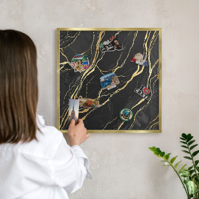 Tableau pour aimants cadre doré Vagues luxueuses