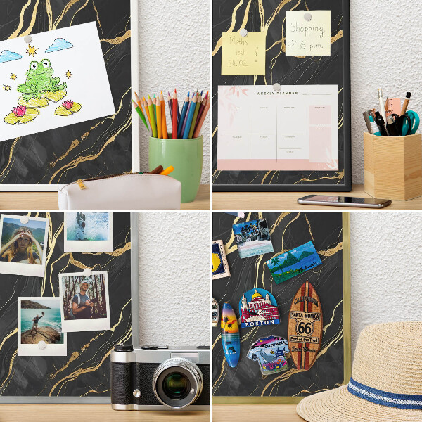 Tableau pour aimants cadre doré Vagues luxueuses