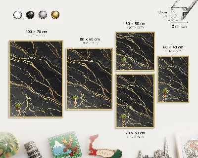 Tableau pour aimants cadre doré Vagues luxueuses
