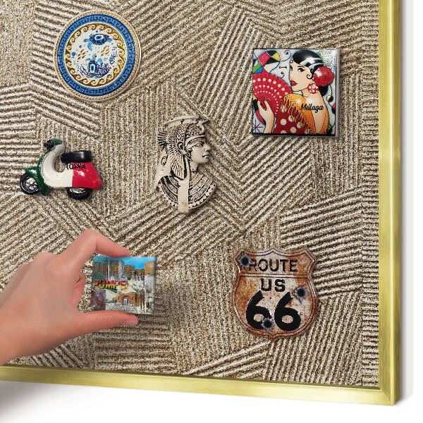 Tableau pour aimants cadre doré Motif géométrique