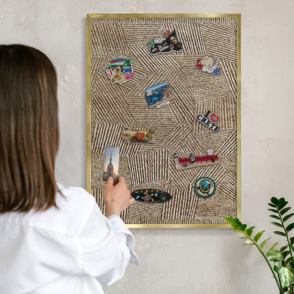 Tableau pour aimants cadre doré Motif géométrique