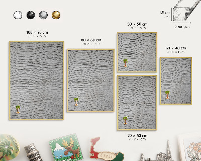Tableau magnétique avec cadre de couleur dorée Vagues grises