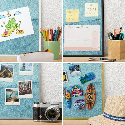 Tableau pour aimants cadre doré Vagues bleues