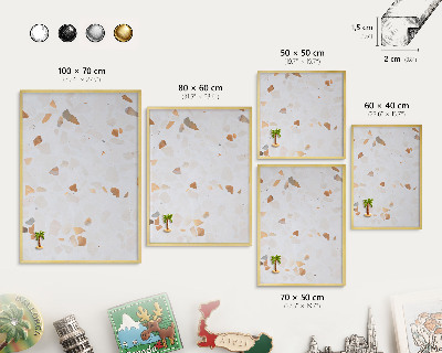 Tableau magnétique avec cadre de couleur dorée Mosaïque chaude