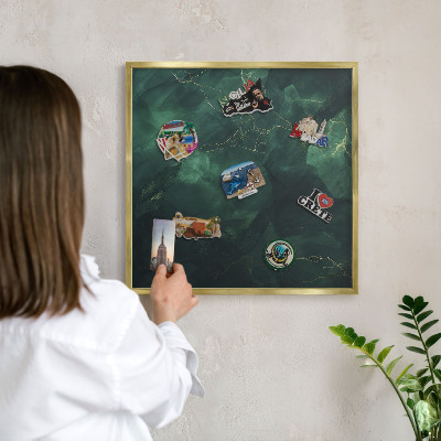 Tableau pour aimants cadre doré Profondeur verte