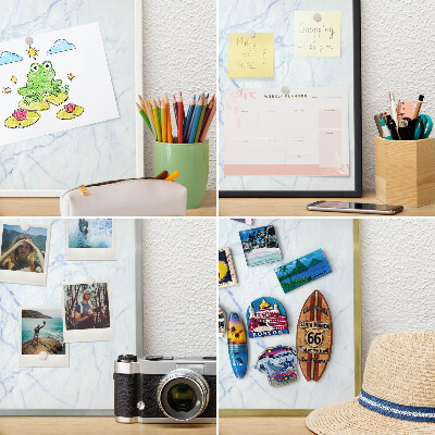Tableau magnétique avec cadre de couleur dorée Motif en marbre