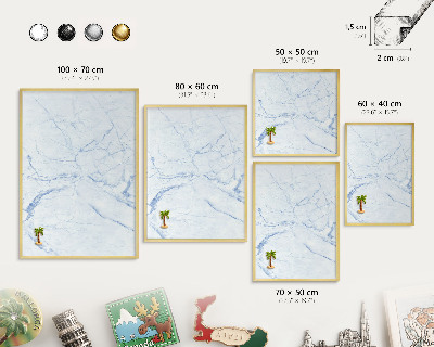 Tableau magnétique avec cadre de couleur dorée Motif en marbre
