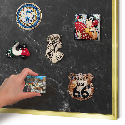 Tableau magnétique avec cadre de couleur dorée Marbre noir