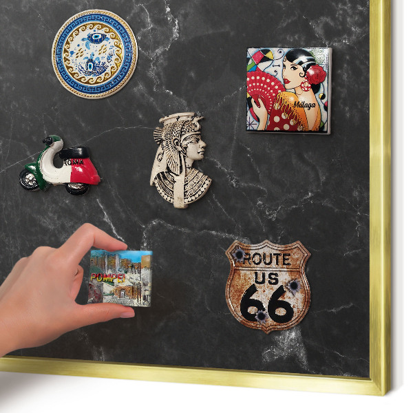 Tableau magnétique avec cadre de couleur dorée Marbre noir